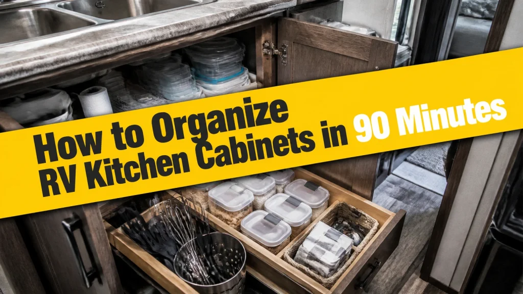 how to organize rv kitchen cabinets